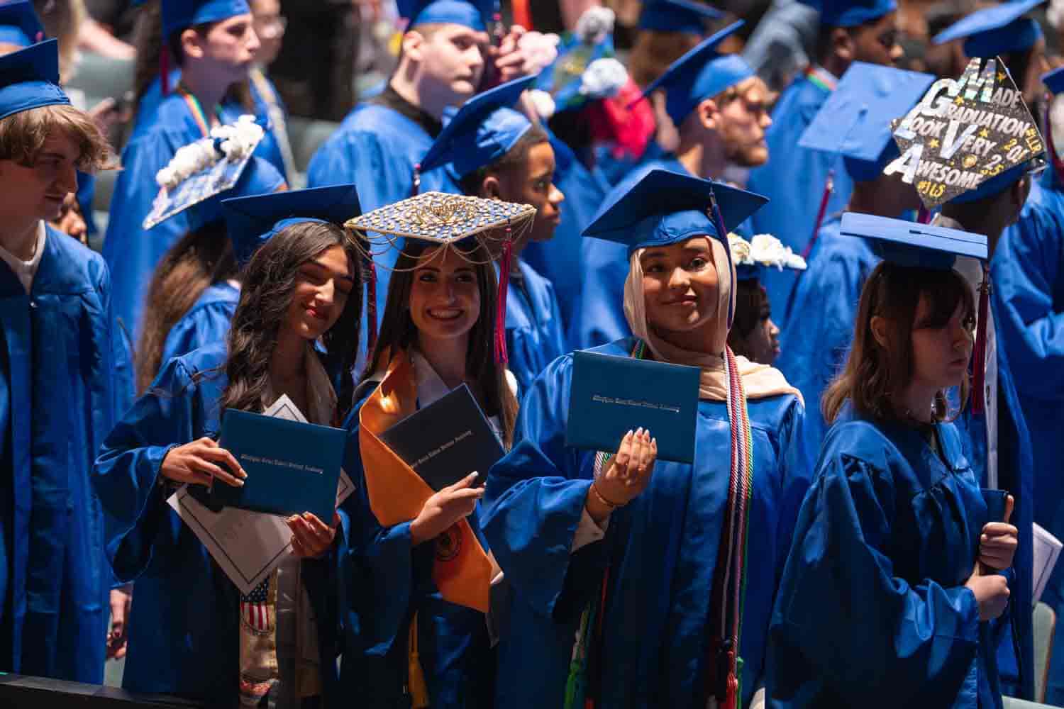happy girls at the graduation