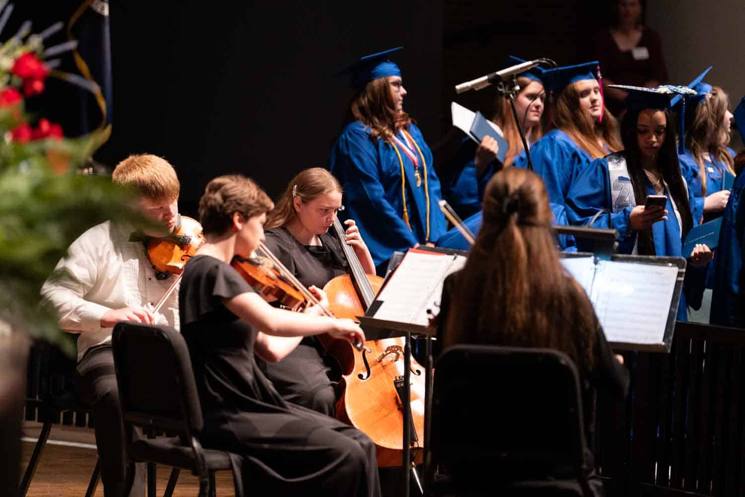 musicians playing at graduation