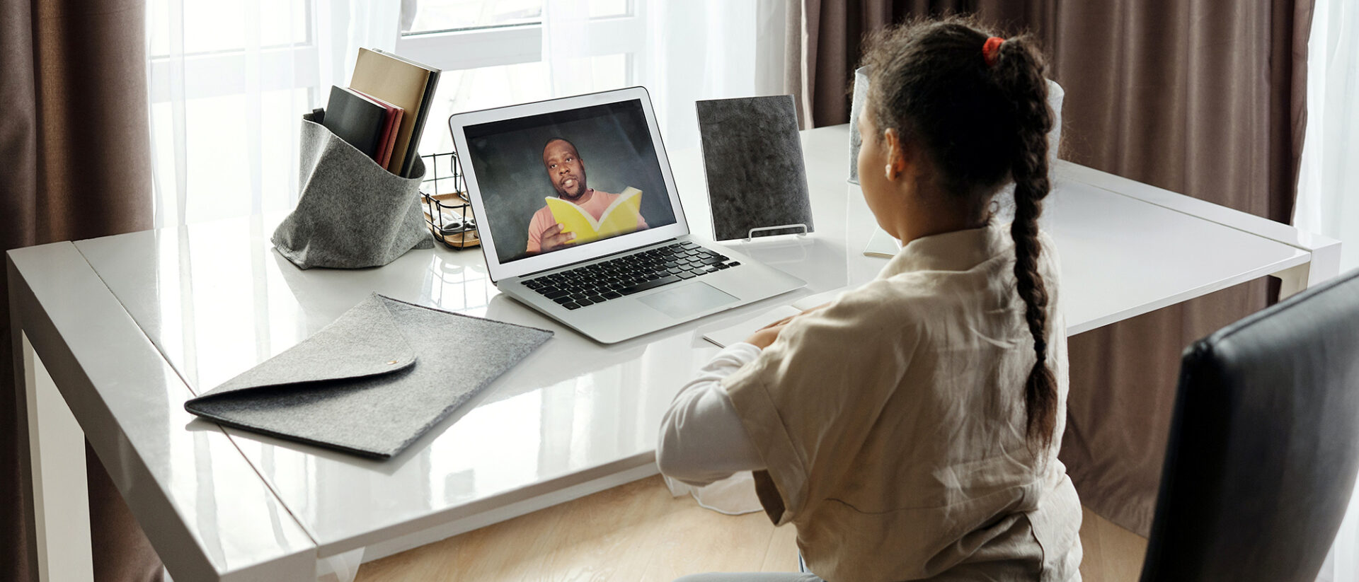 Student taking an online class image